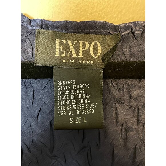 Expo New York Satin Mixed Media Crinkle Slip Dress in Sapphire Blue Size L - Picture 4 of 6